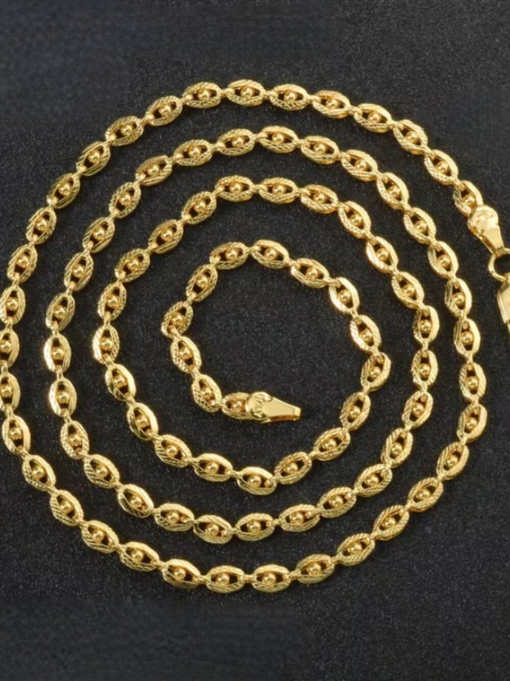 18K Gold 18" Mens Chain Link Style Necklace Guys New 18 K Silver 18 inch Jewelry